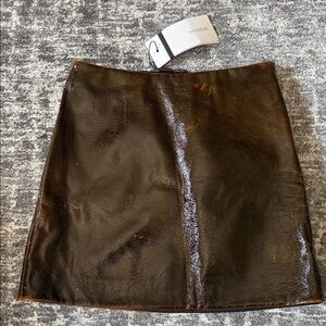 Sportmax Brown Leather Skirt